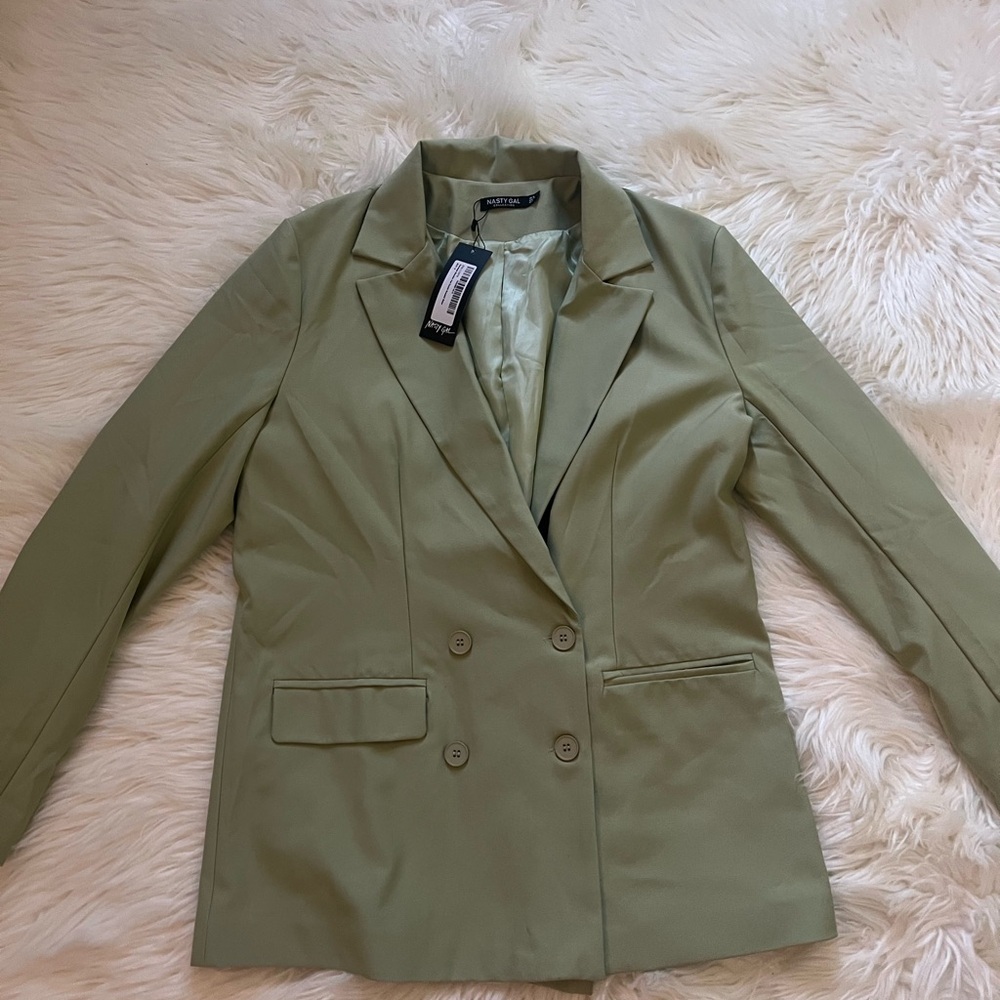 Nasty Gal‎ Sage Green Double-Breasted Blazer - Picture 3 of 15